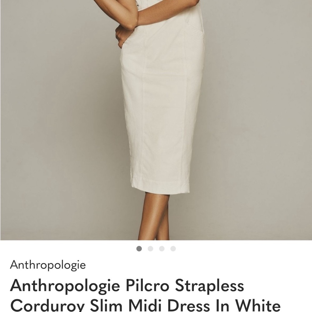NWT Anthropologie Pilcro Strapless Corduroy Slim Midi Dress Blue - Picture 13 of 14